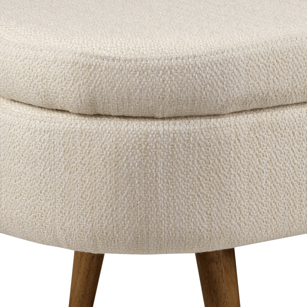 Fabric Storage Bench on Wooden Legs