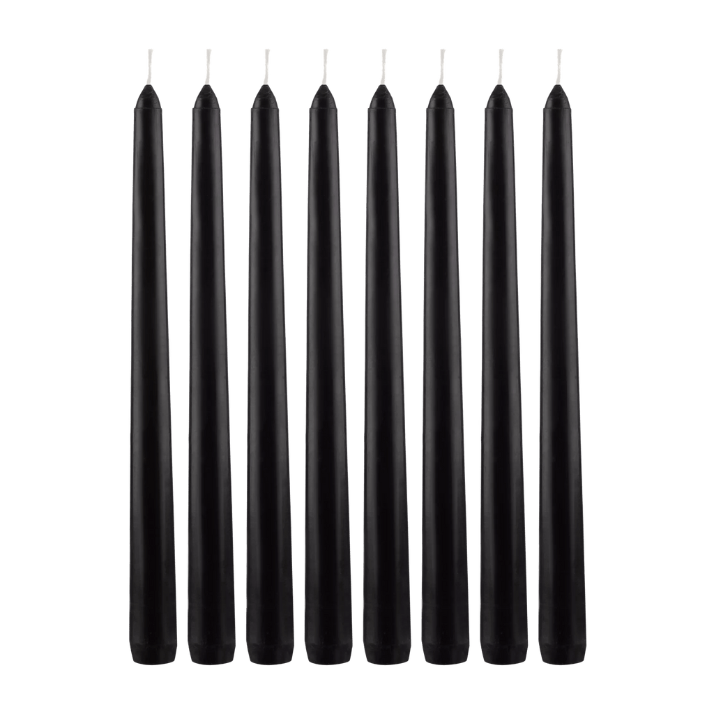 Set of 8 Unscented Tapered Black Candles
