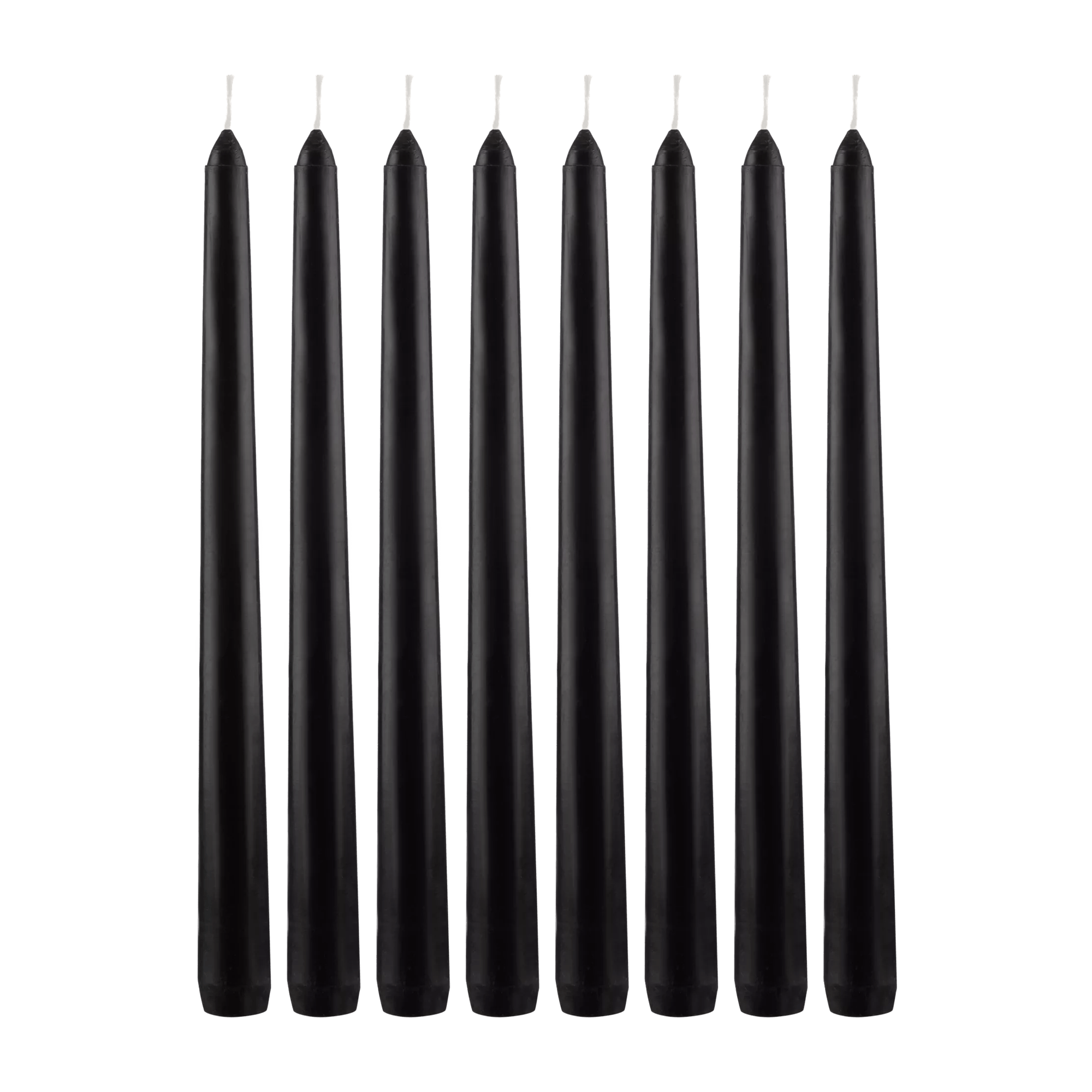 Set of 8 Unscented Tapered Black Candles
