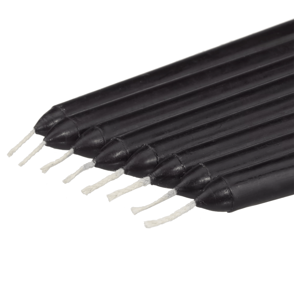 Set of 8 Unscented Tapered Black Candles