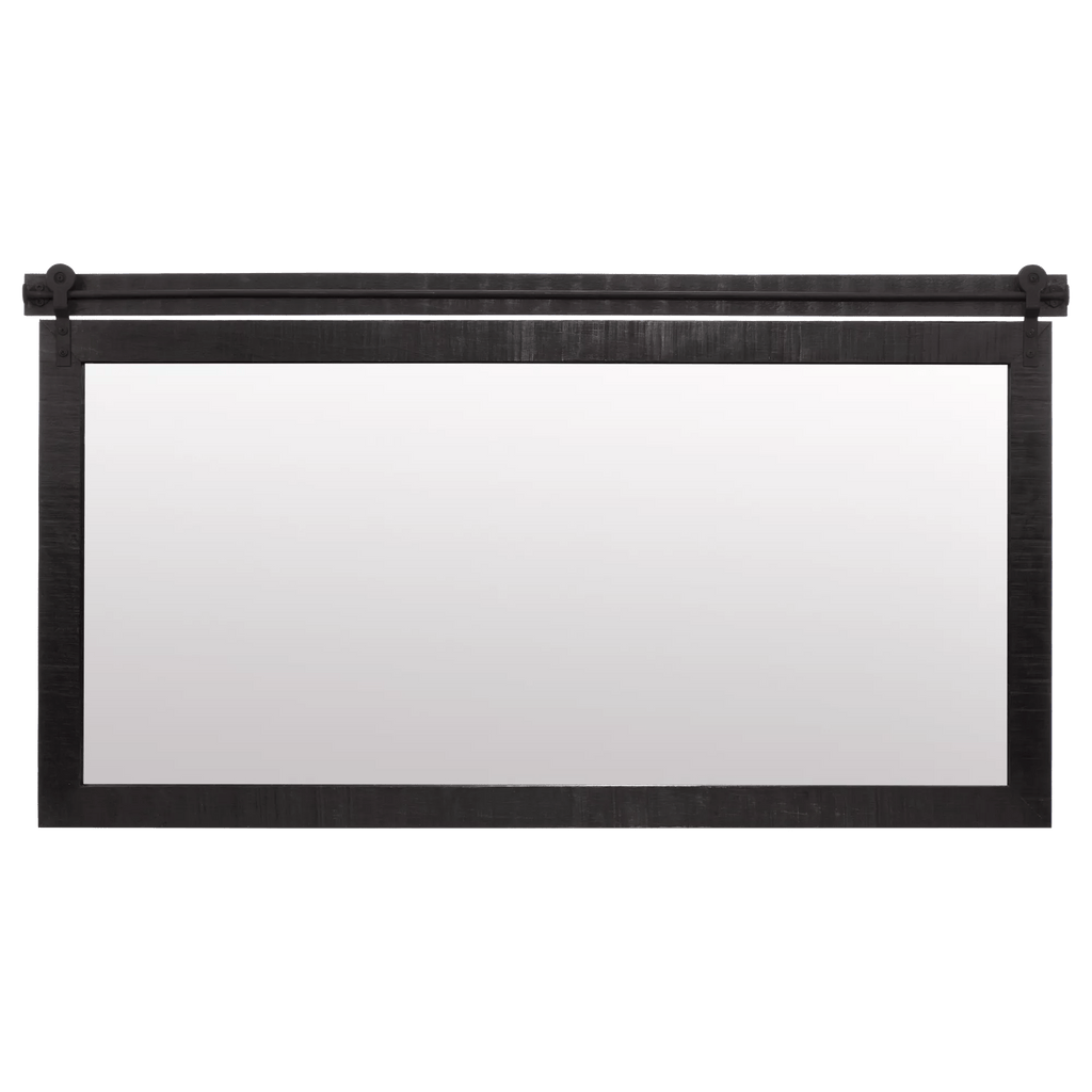 Black Wood Rail Mirror