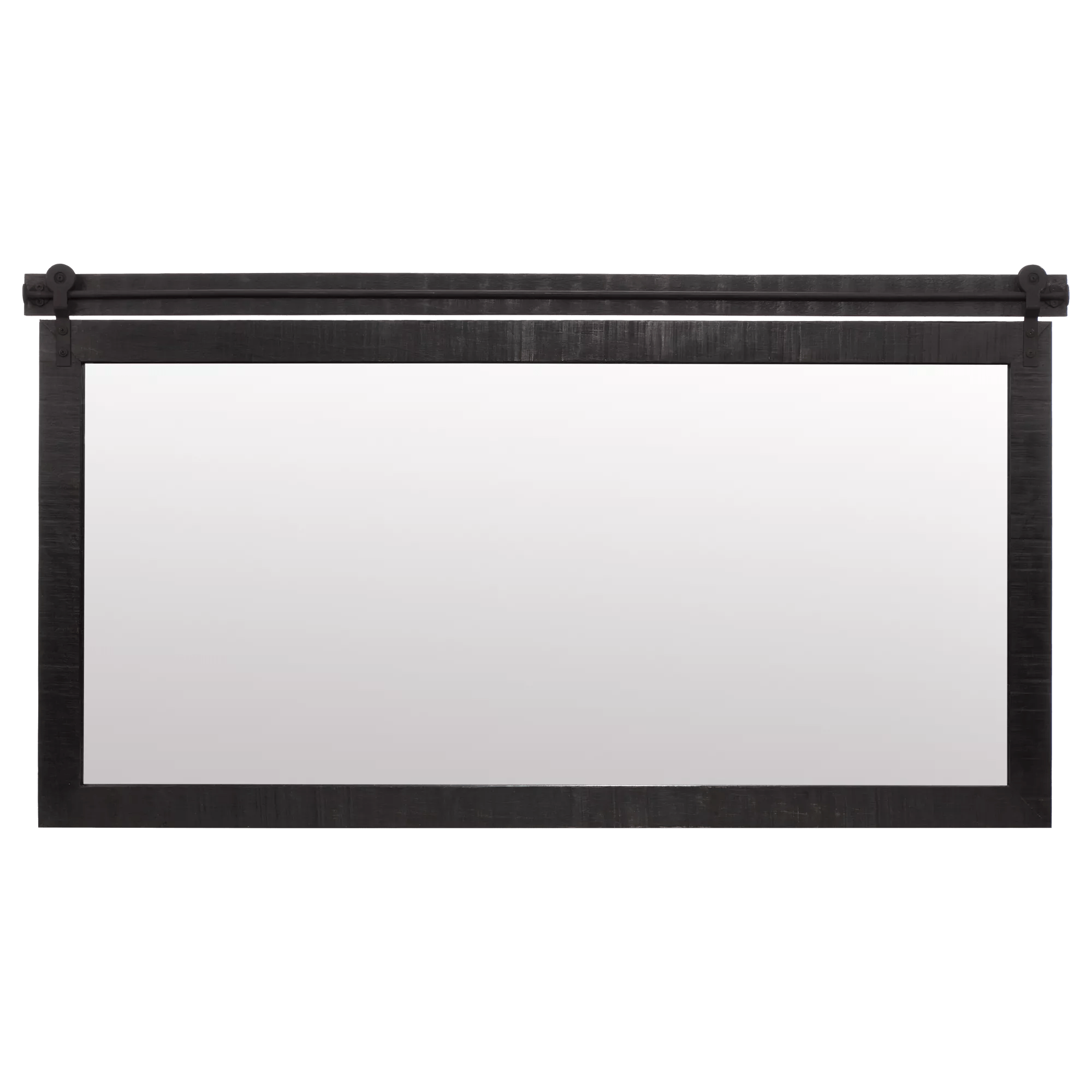 Black Wood Rail Mirror