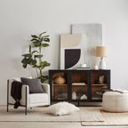 3-Door Black Wooden Buffet