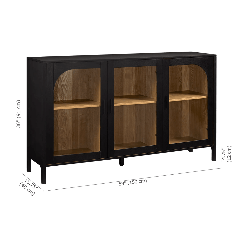 3-Door Black Wooden Buffet