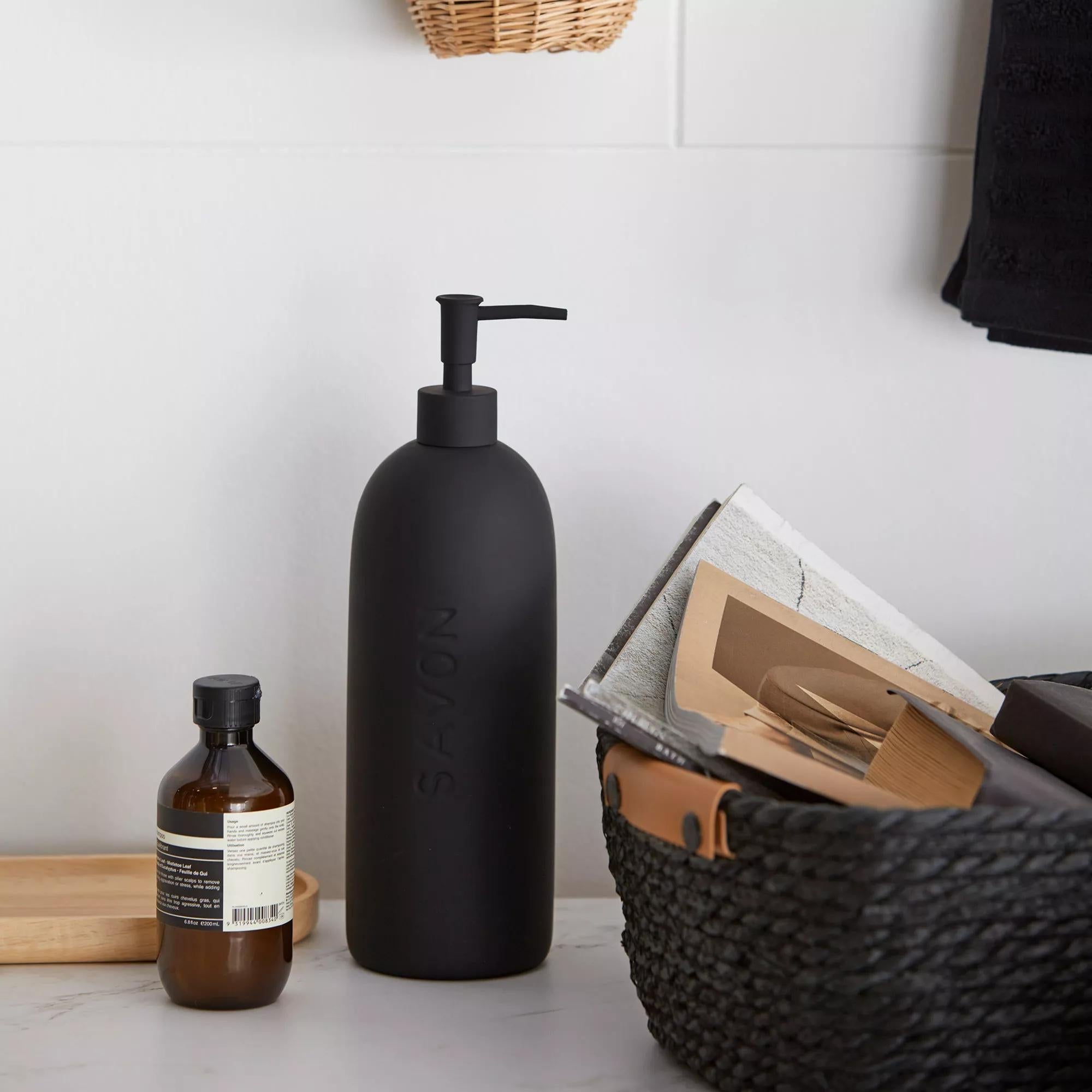 Black Ceramic Soap Engraved Dispenser