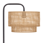 Floor Lamp with Rattan Shade and Metal Base