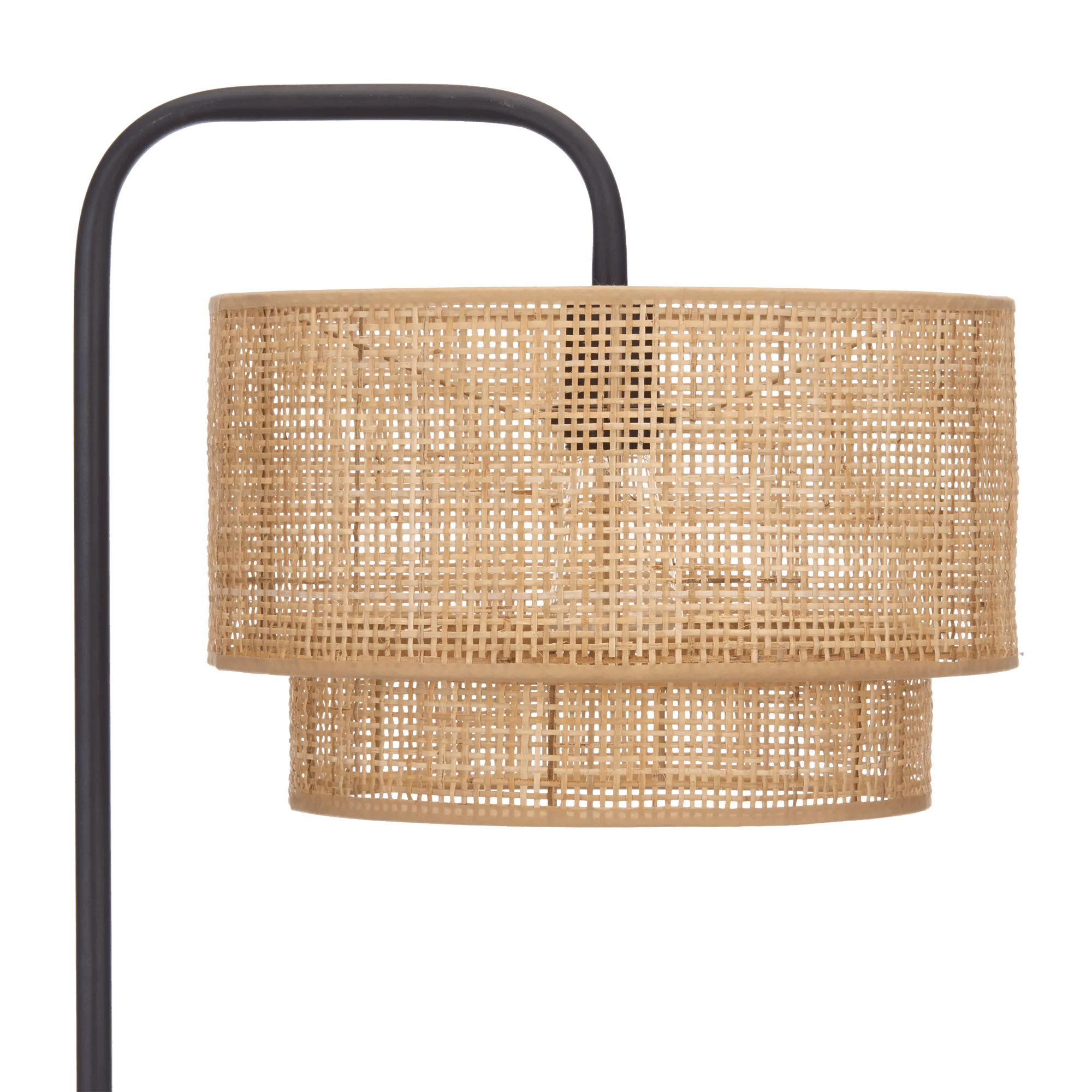 Floor Lamp with Rattan Shade and Metal Base