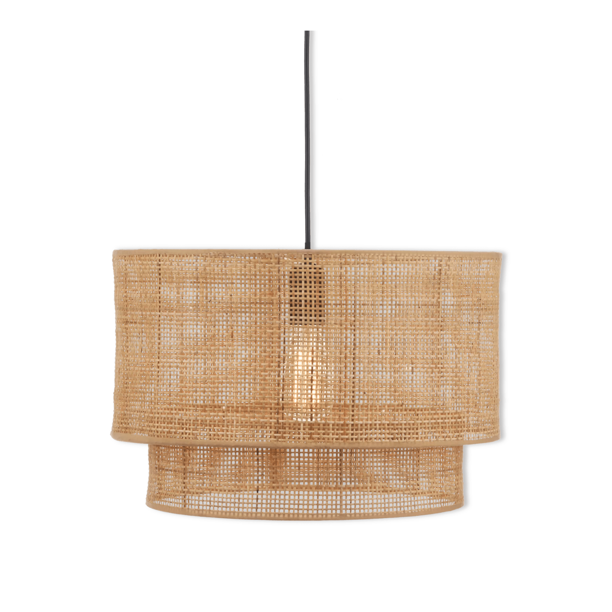 Wood & Rattan Ceiling Lamp