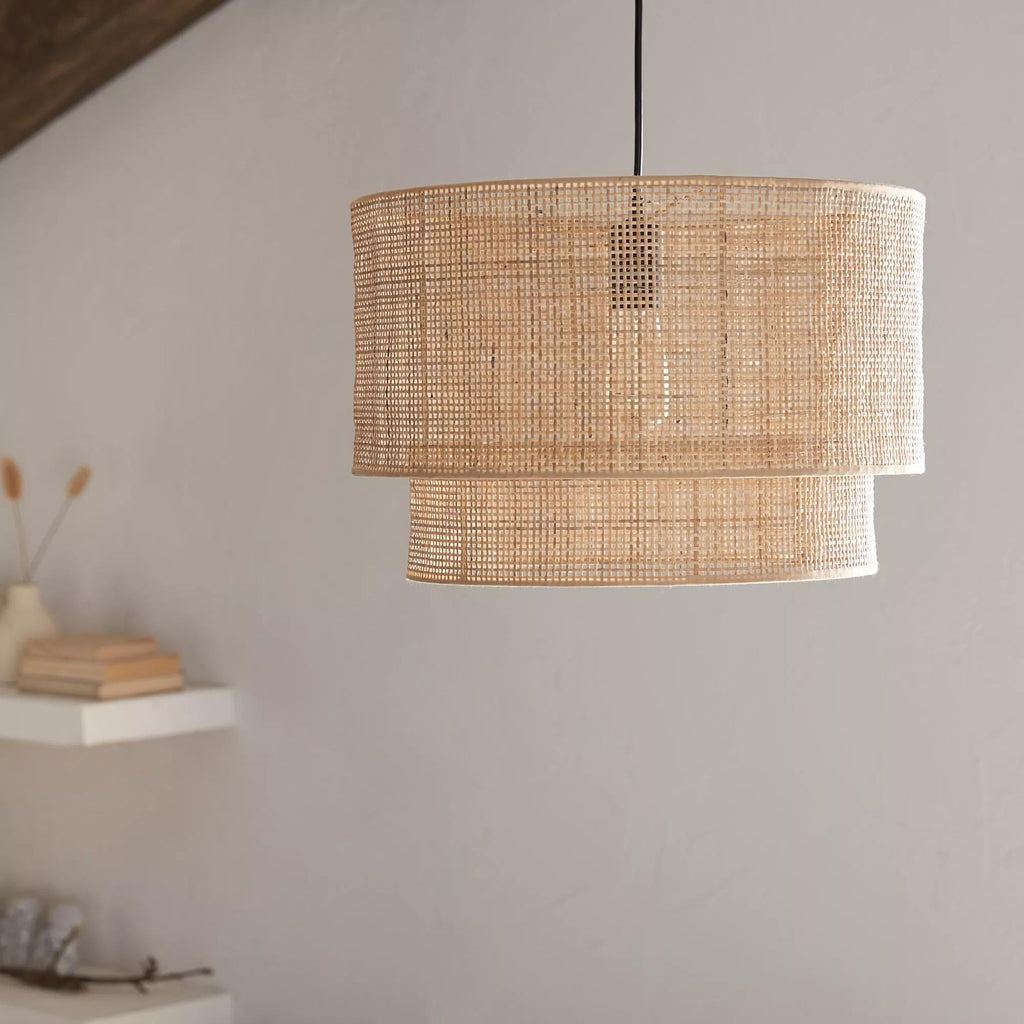 Wood & Rattan Ceiling Lamp