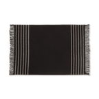 Set of 4 Black & Natural Fringed Fabric Placemats