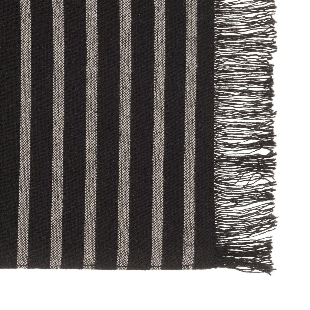 Set of 4 Black & Natural Fringed Fabric Placemats
