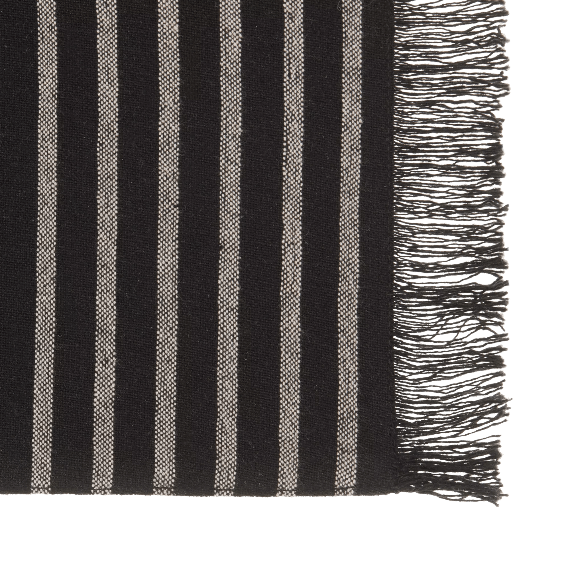 Set of 4 Black & Natural Fringed Fabric Placemats