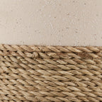 Speckled Ceramic and Rattan Vase