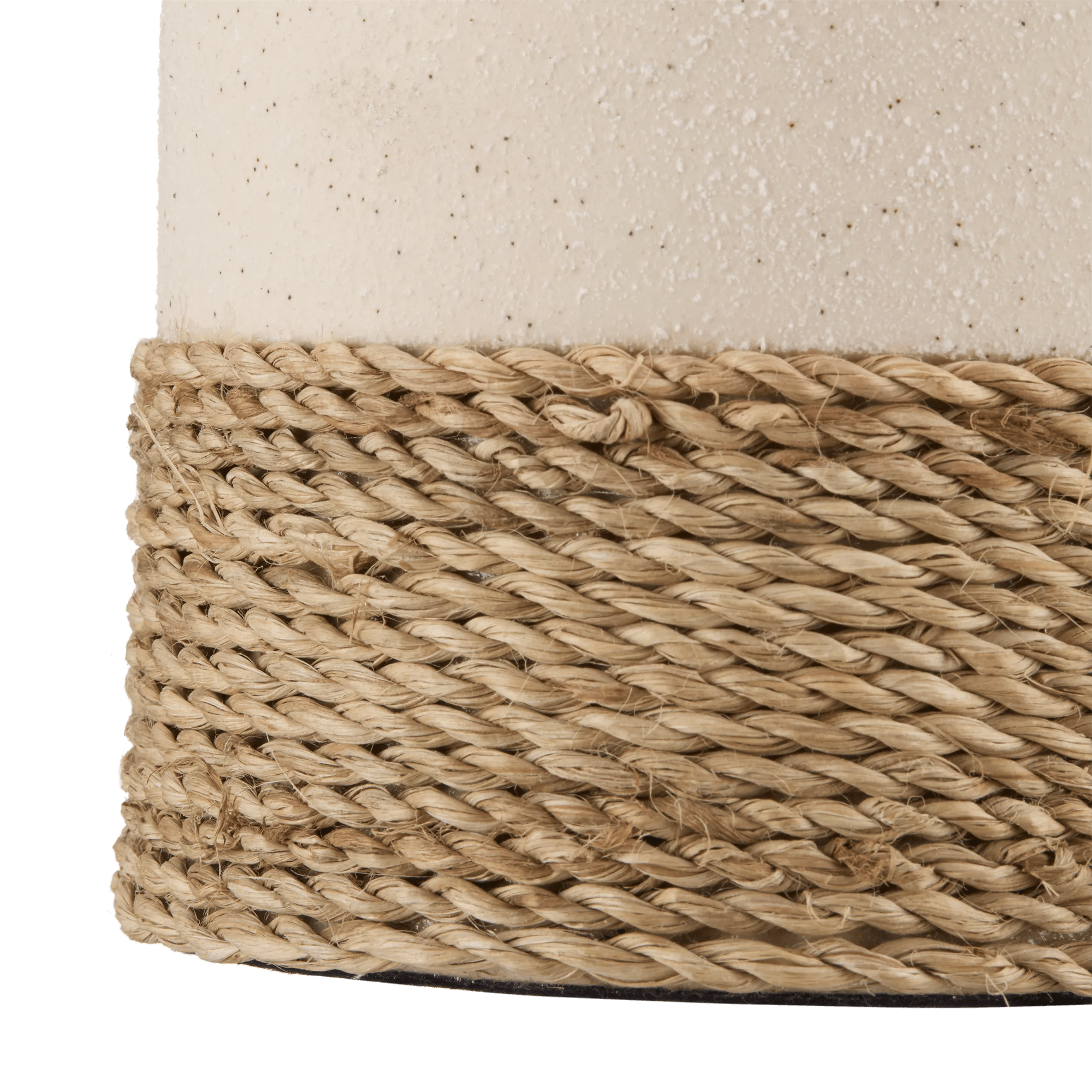 Speckled Ceramic and Rattan Vase