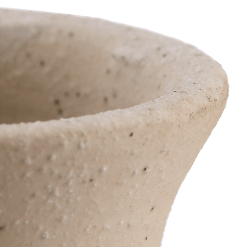 Speckled Ceramic and Rattan Vase