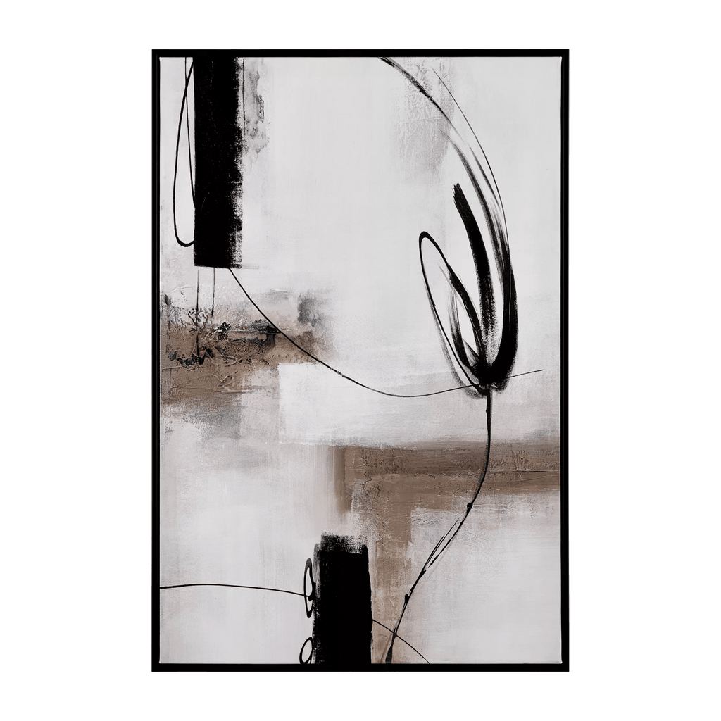 Abstract Black Lines Framed Canvas