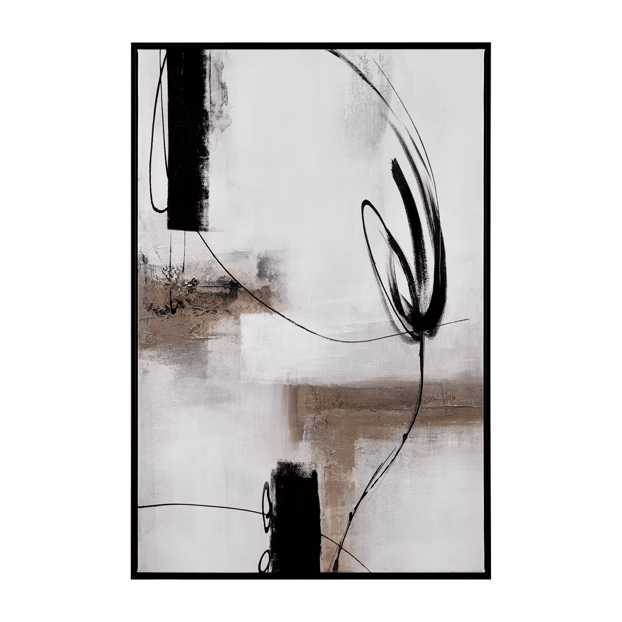 Abstract Black Lines Framed Canvas