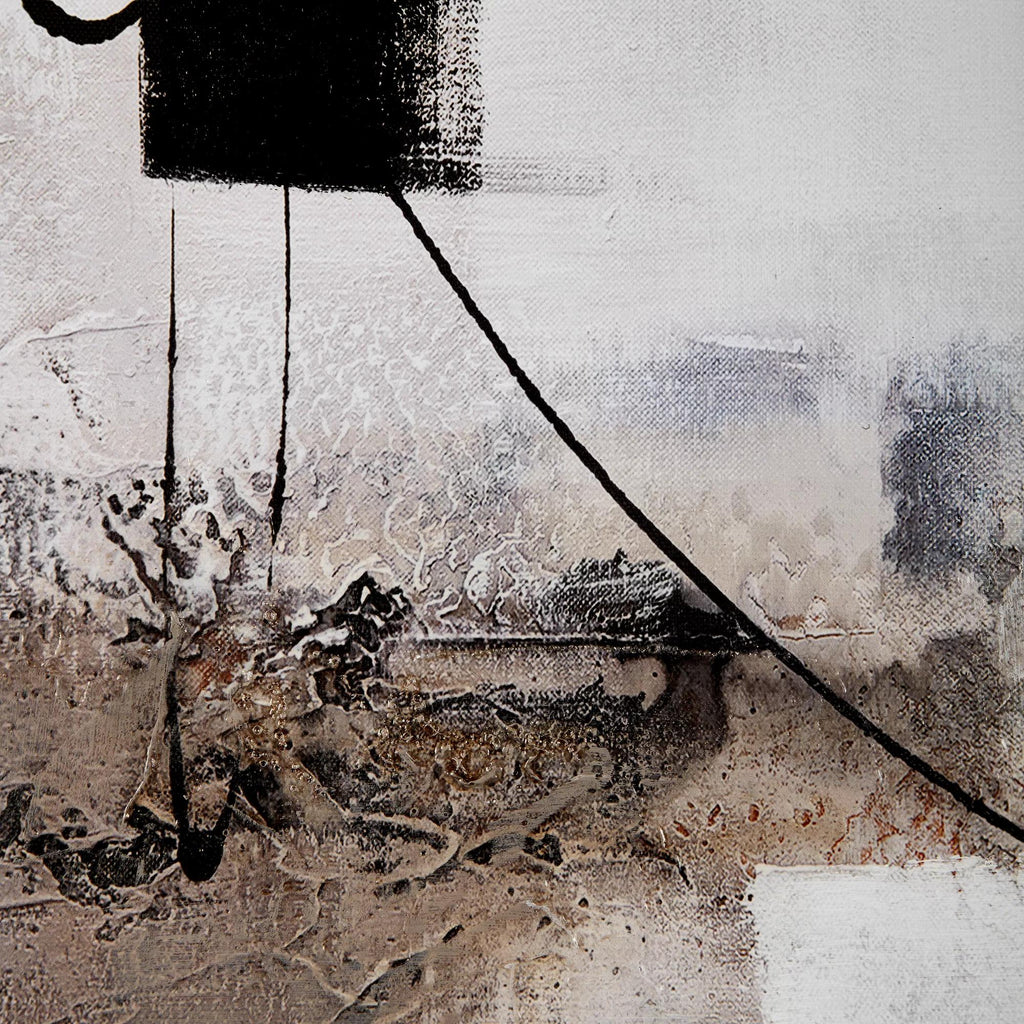 Abstract Black Lines Framed Canvas