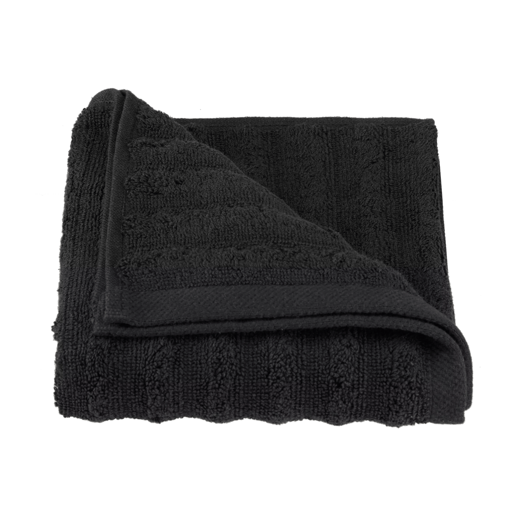 Black Ribbed Hand Towel