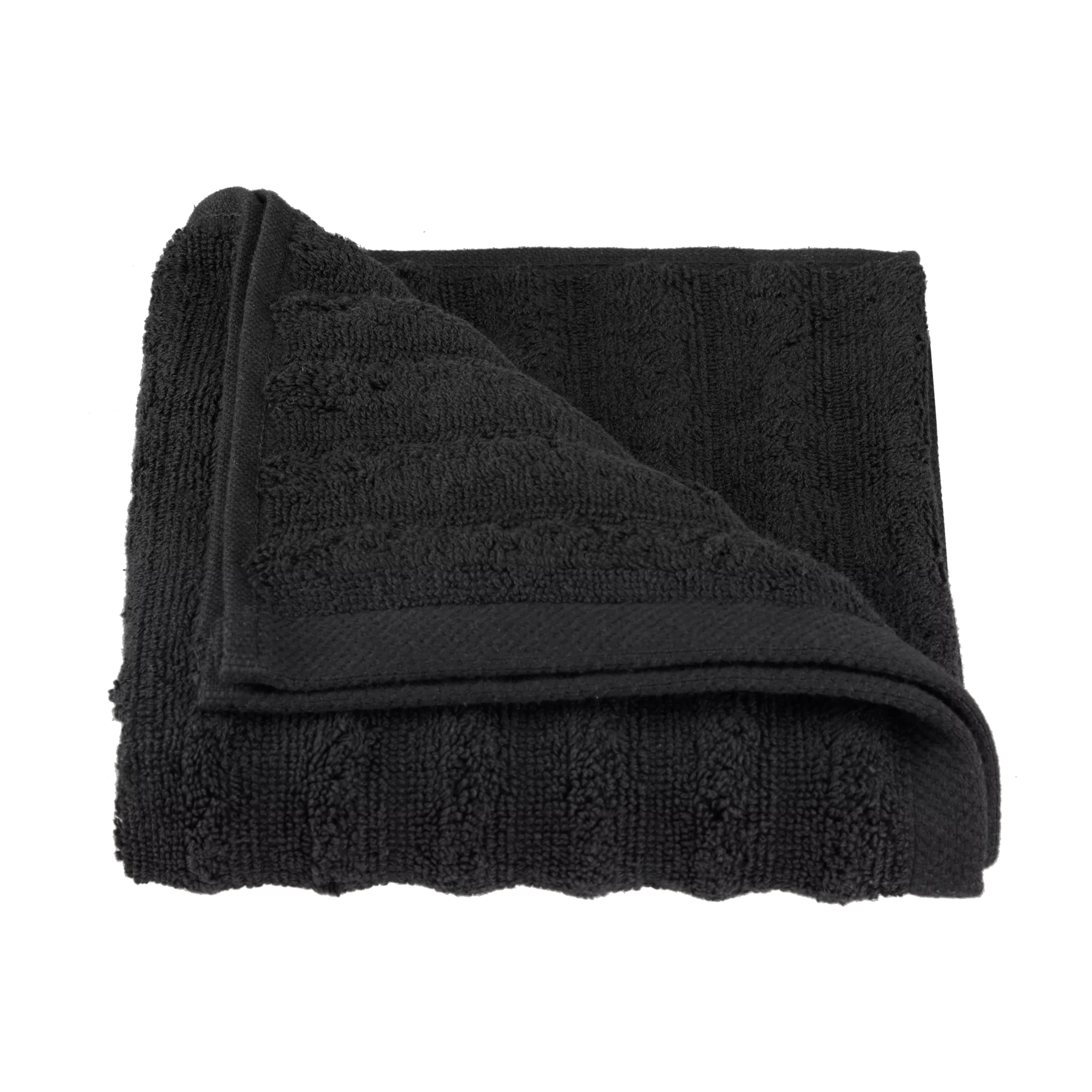 Black Ribbed Hand Towel