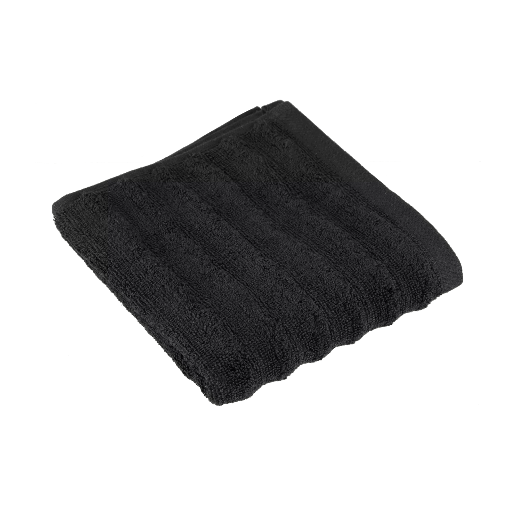 Black Ribbed Hand Towel