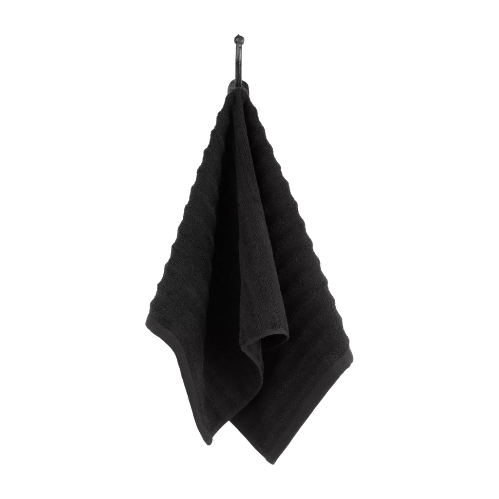 Black Ribbed Hand Towel