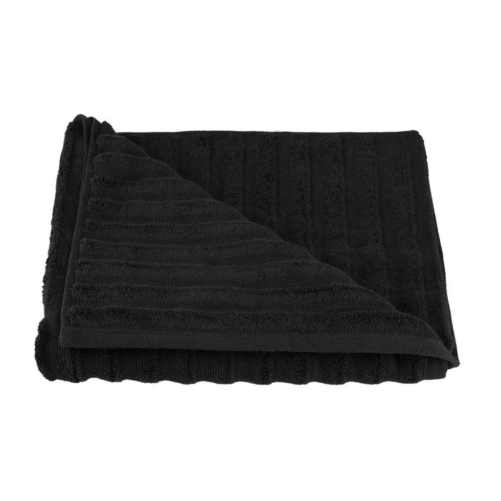 Black Ribbed Bath Towel