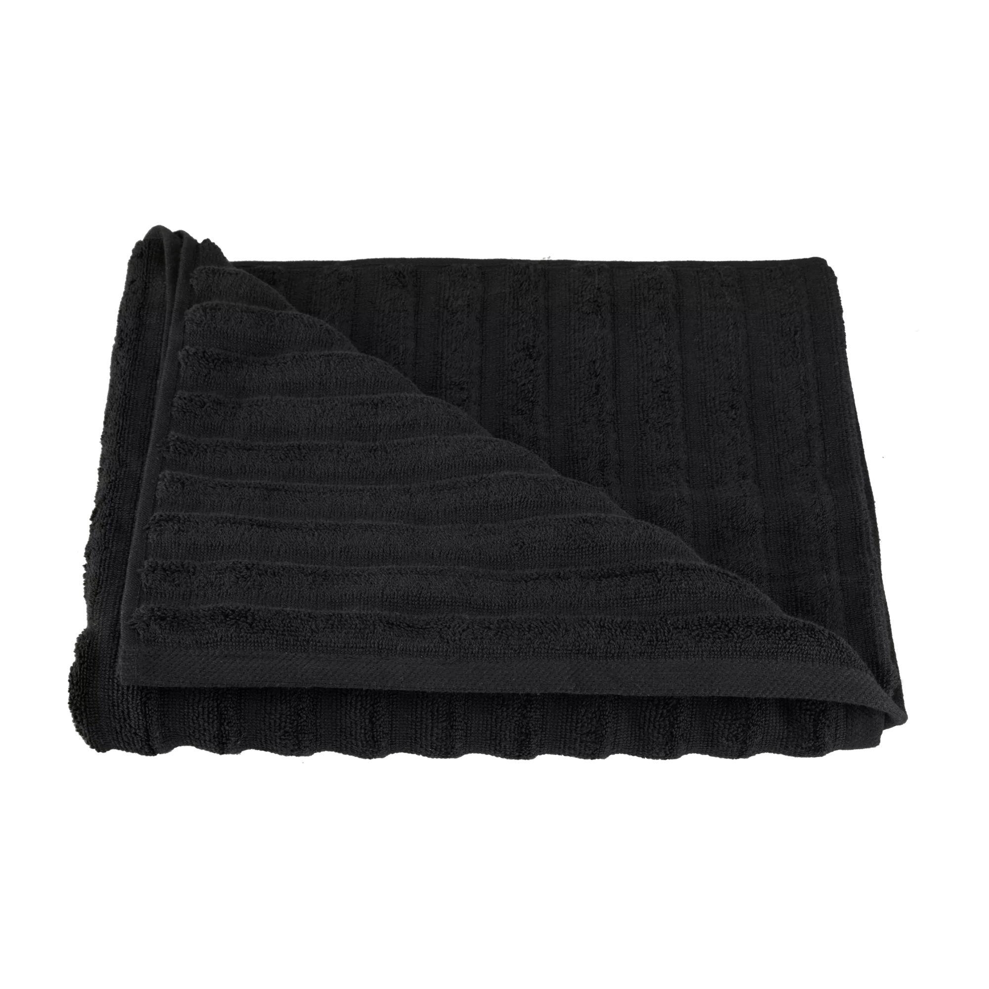 Black Ribbed Bath Towel