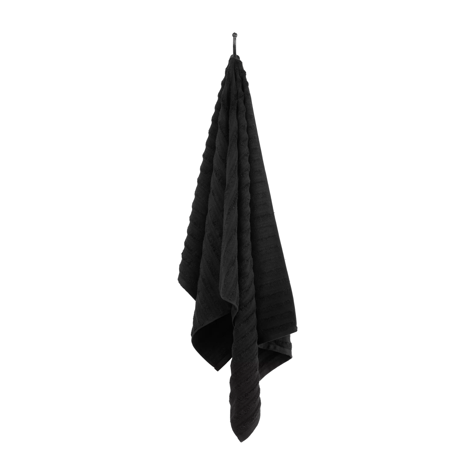 Black Ribbed Bath Towel