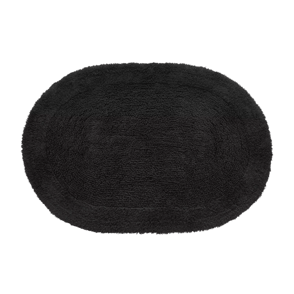 Black Oval Tufted Bath Mat