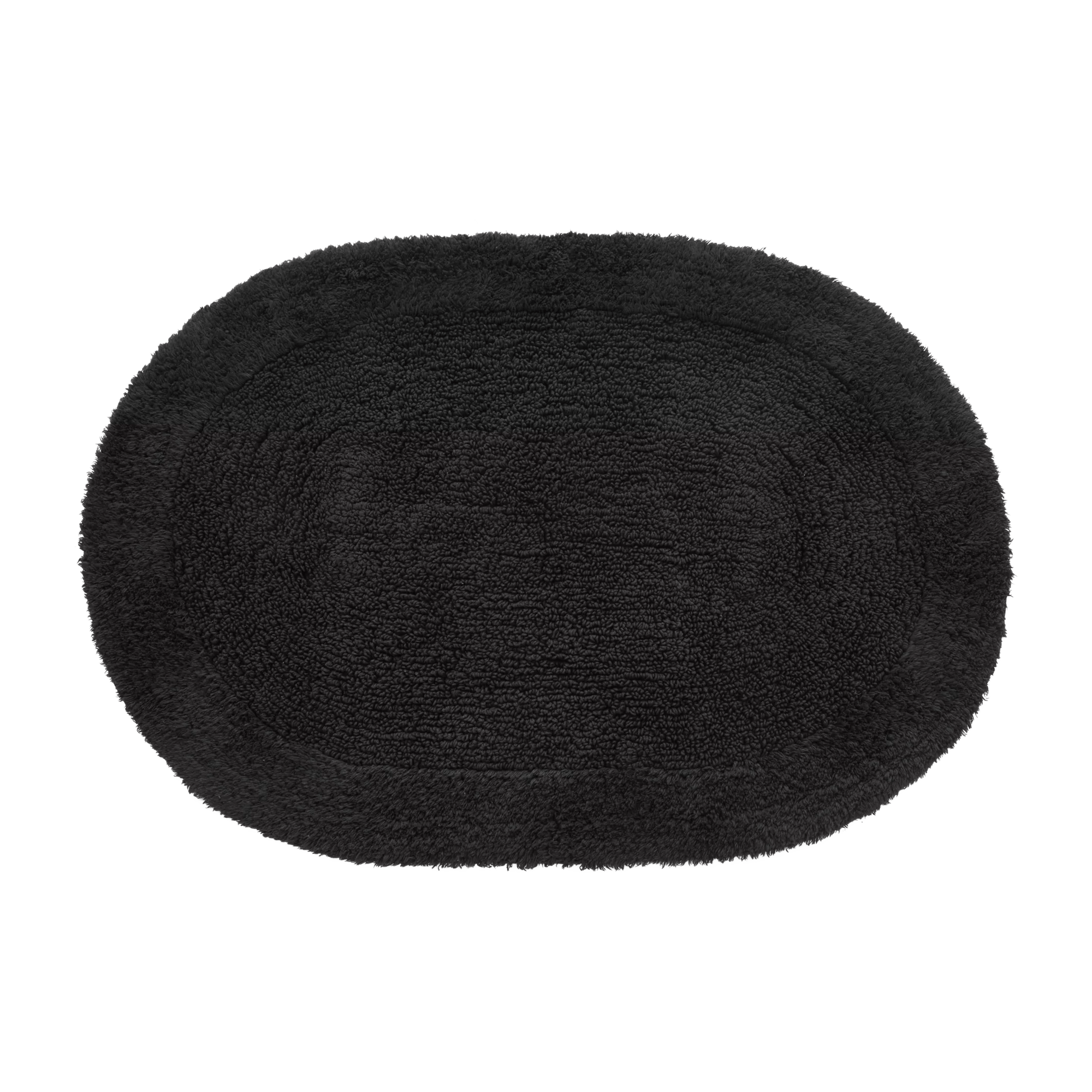 Black Oval Tufted Bath Mat
