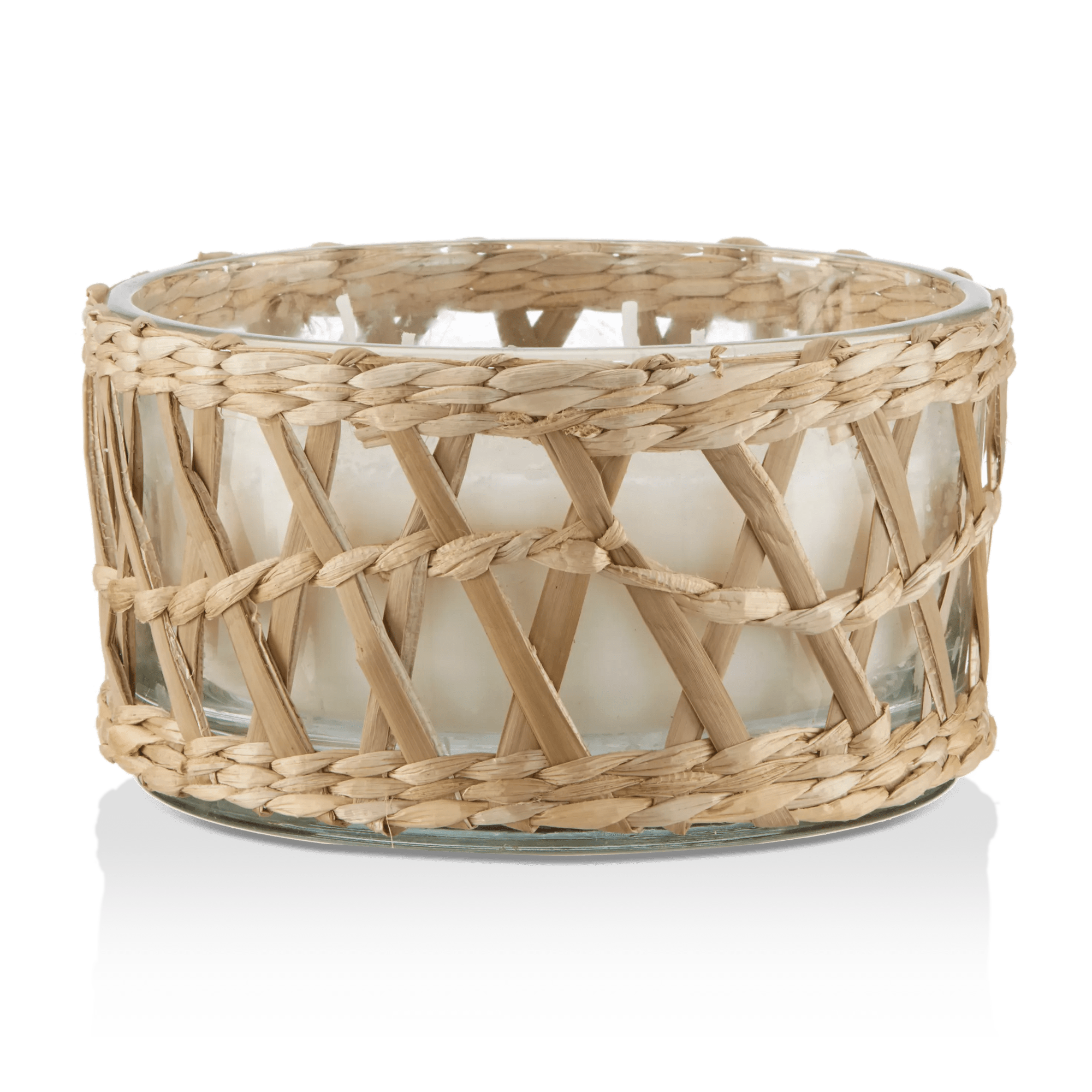 Candle in Glass and Rattan Pot