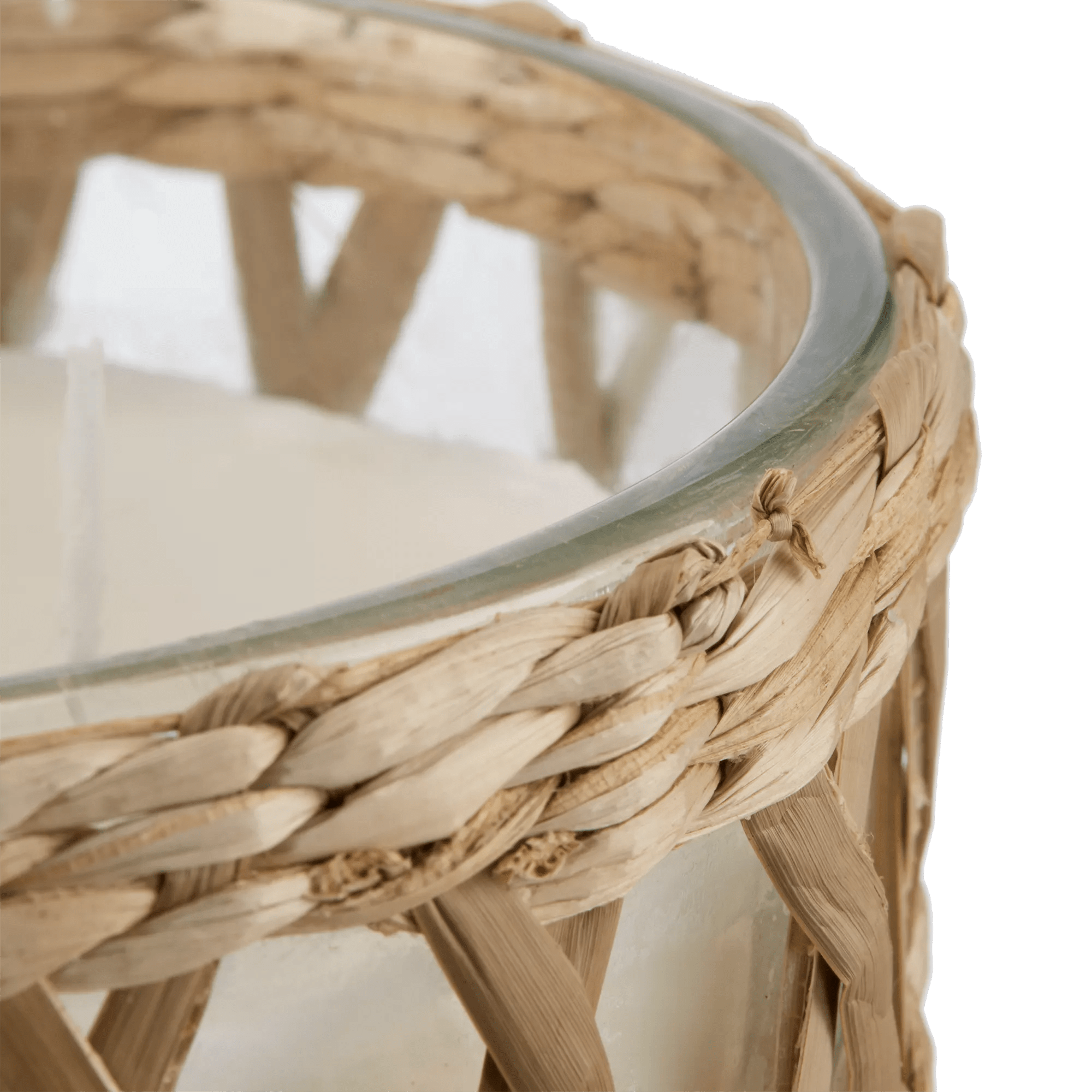 Candle in Glass and Rattan Pot