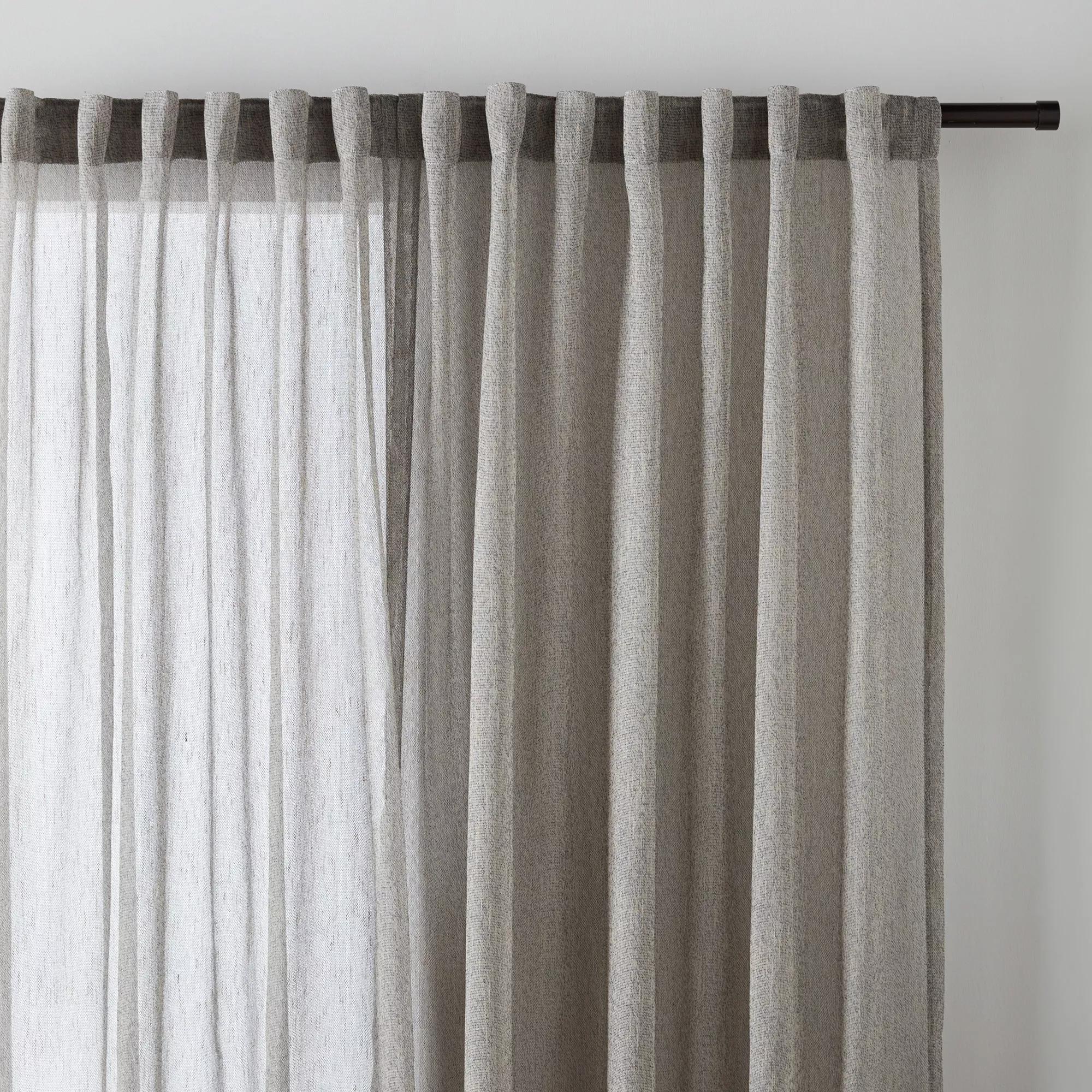 Grey Eneca Back-Tab/Rod-Pocket Curtain