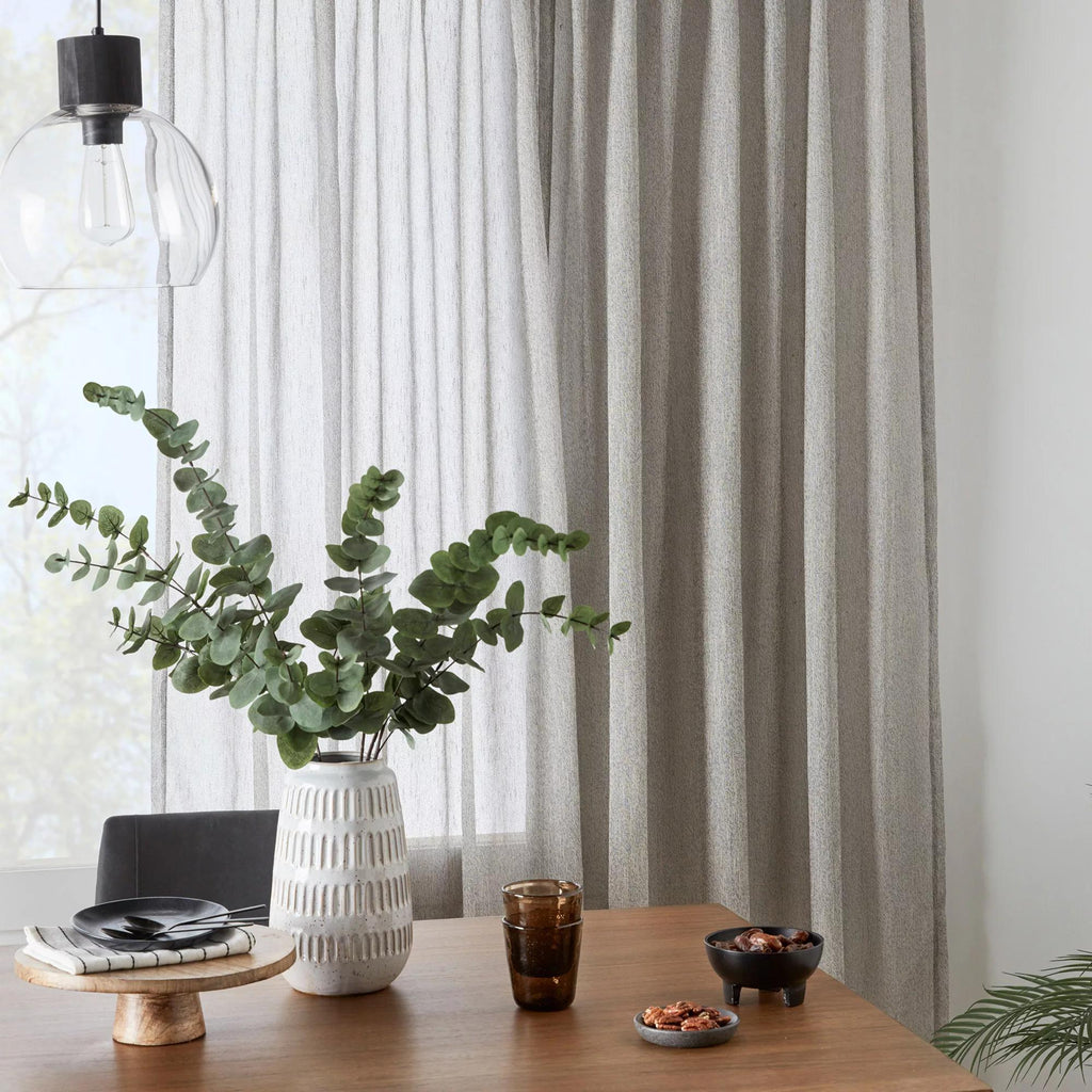 Grey Eneca Back-Tab/Rod-Pocket Curtain