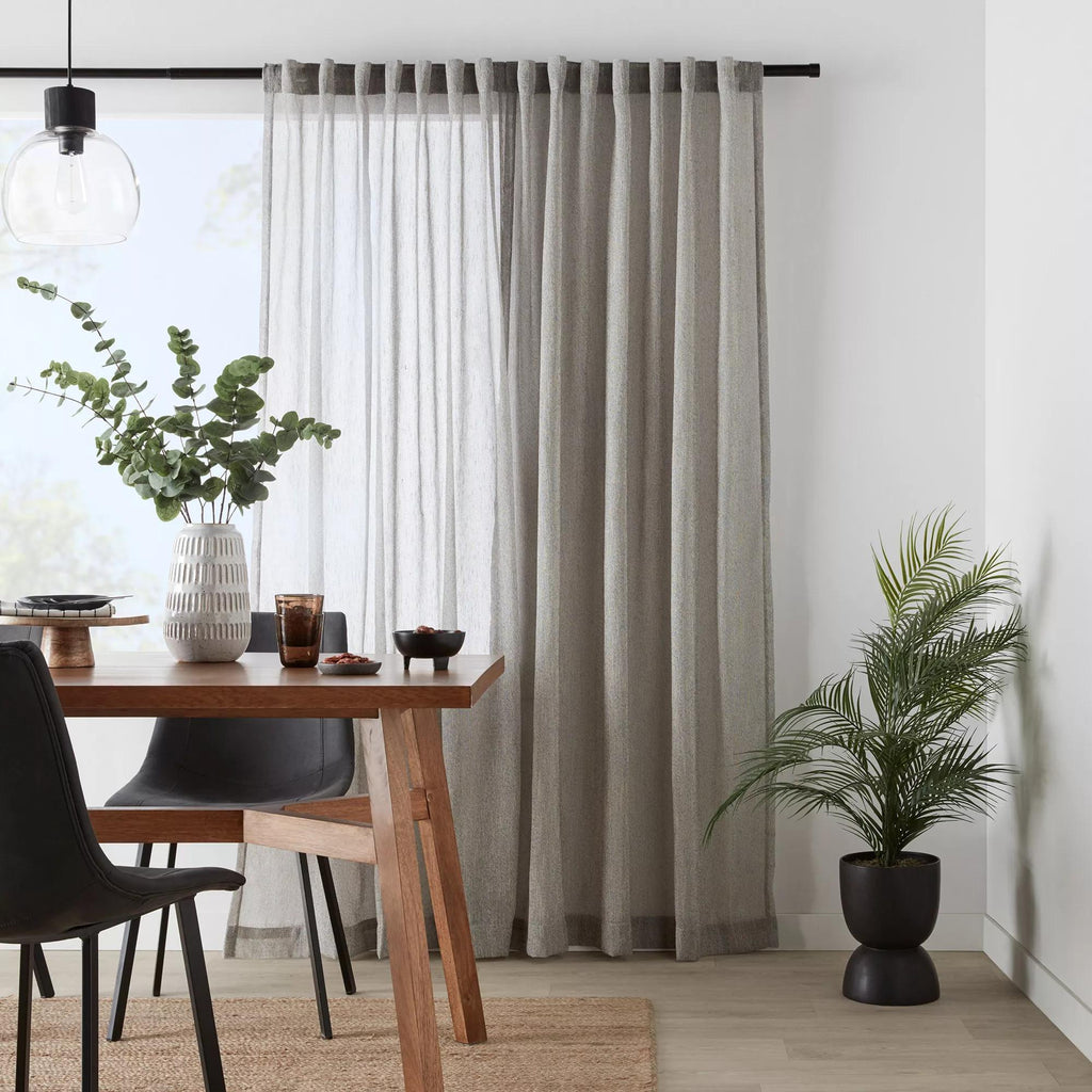 Grey Eneca Back-Tab/Rod-Pocket Curtain