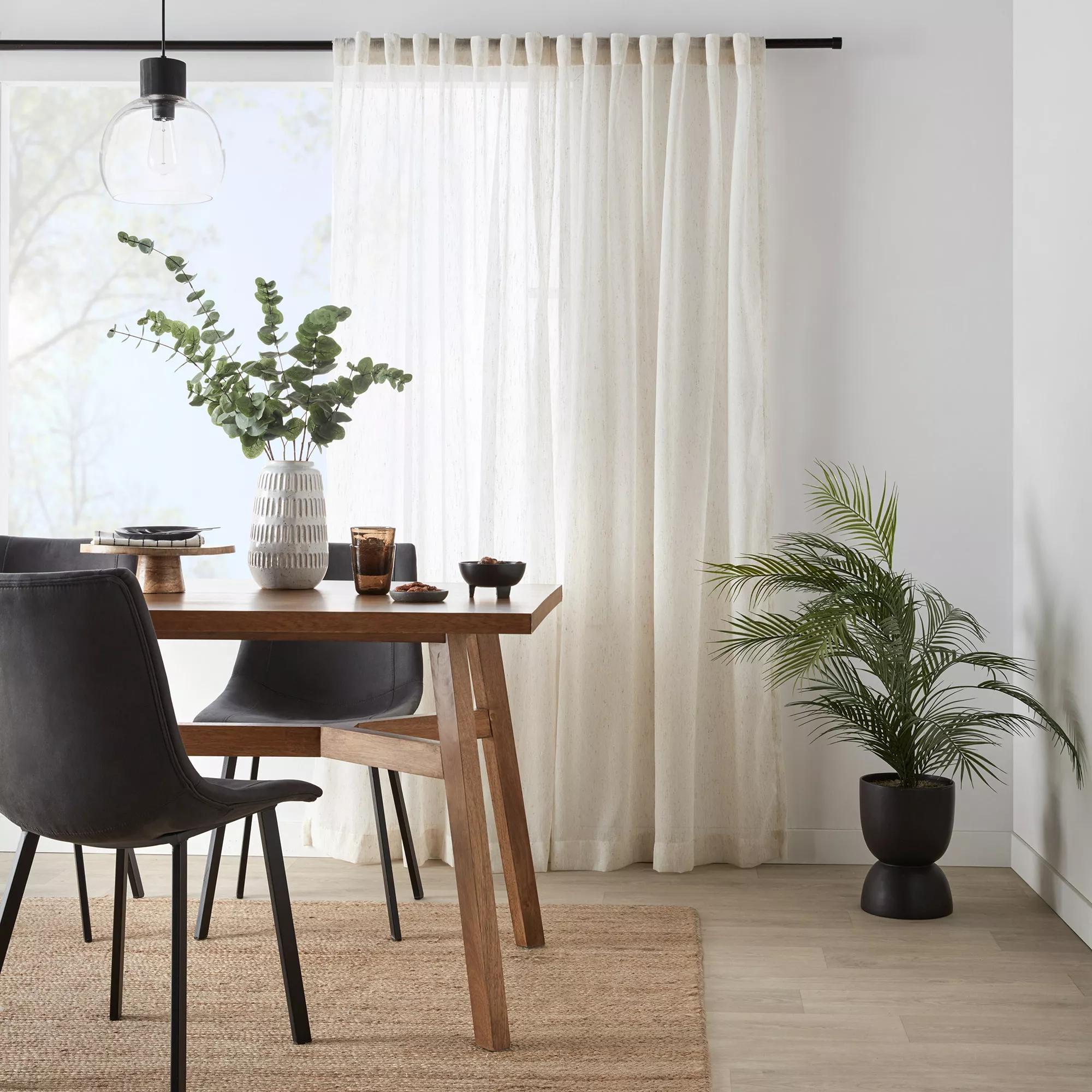 Cream Eneca Back-Tab/Rod-Pocket Curtain