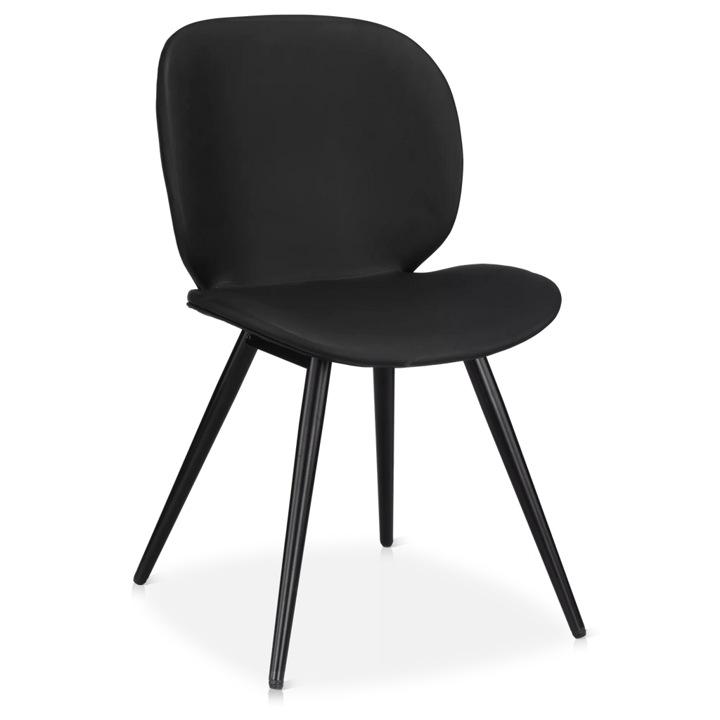 Black Faux Leather and Black Metal Chair