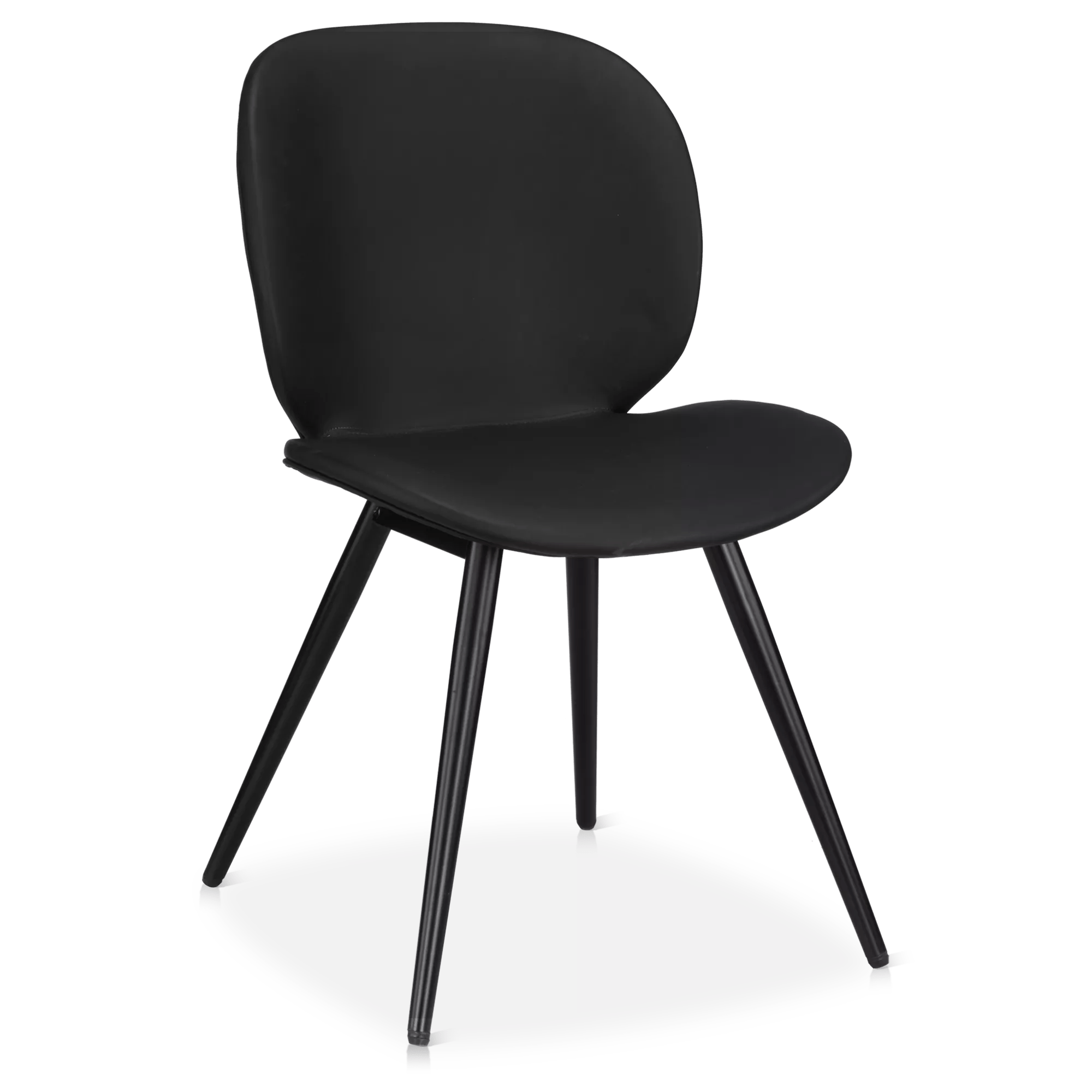 Black Faux Leather and Black Metal Chair