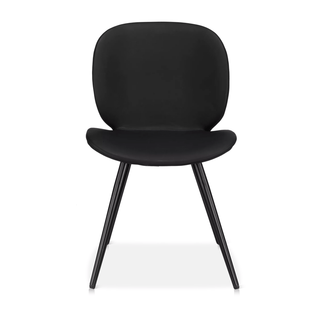 Black Faux Leather and Black Metal Chair