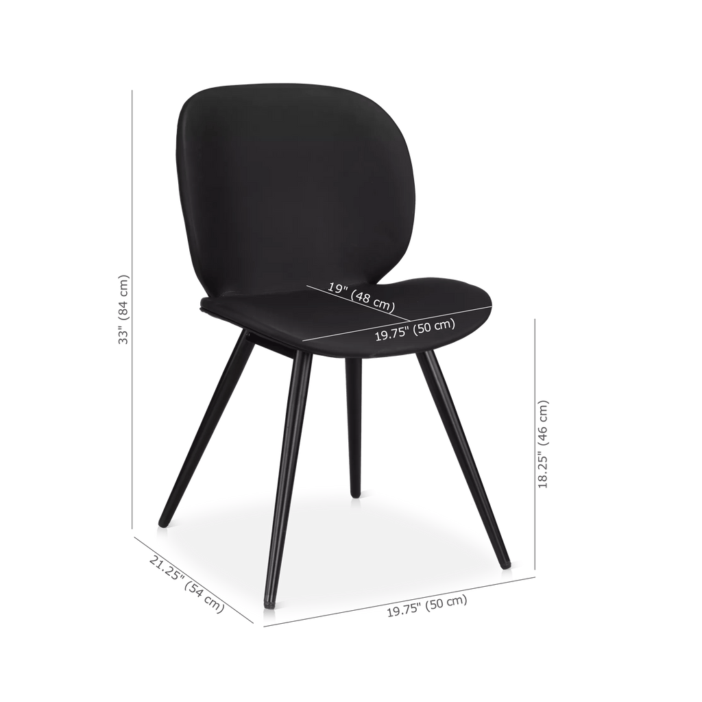 Black Faux Leather and Black Metal Chair