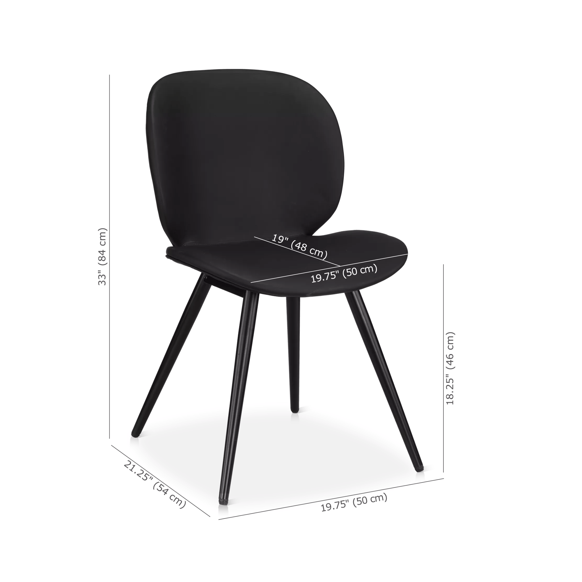 Black Faux Leather and Black Metal Chair