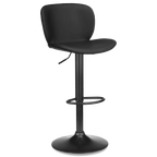 Black Textured Faux Leather & Metal Adjustable Bar Stool
