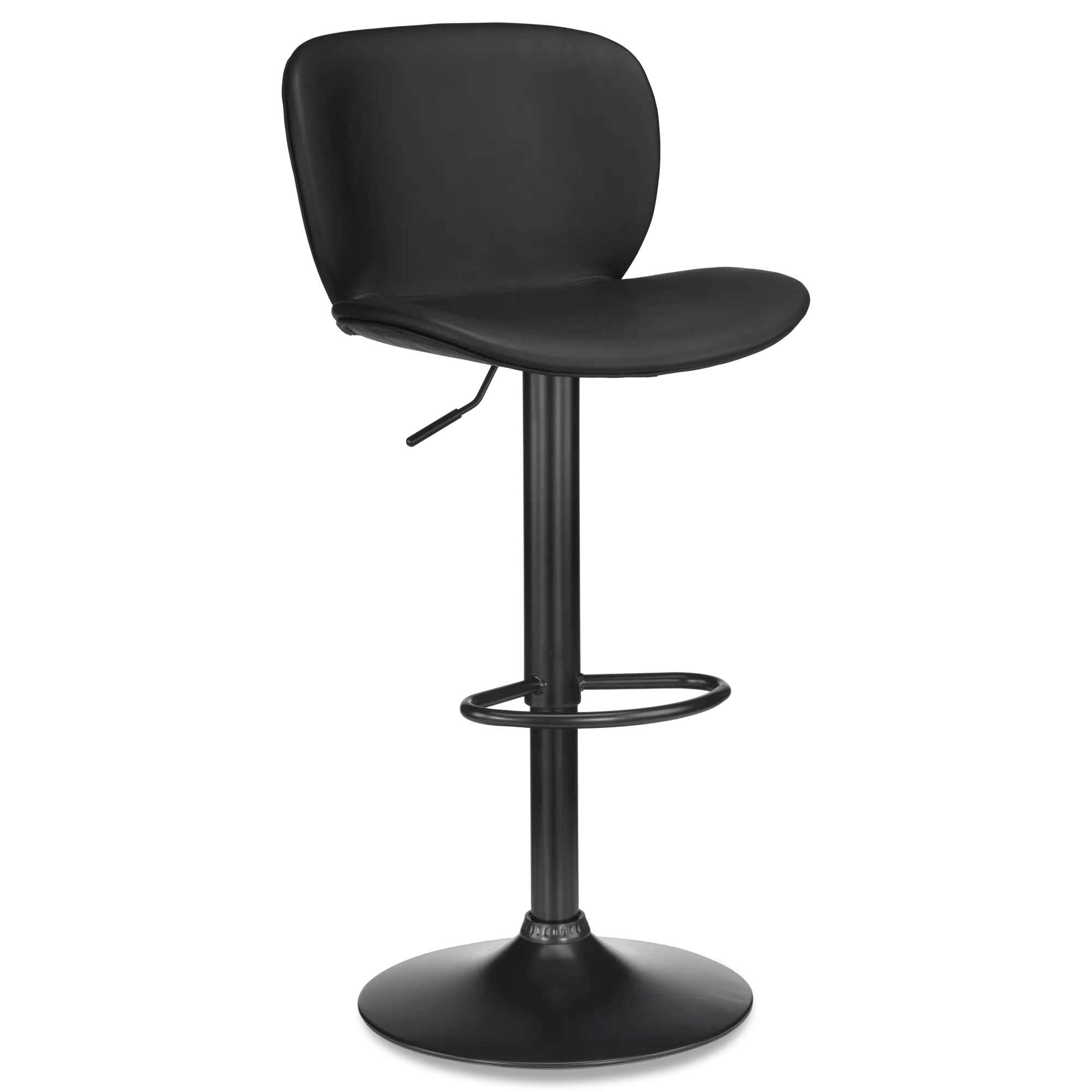 Black Textured Faux Leather & Metal Adjustable Bar Stool