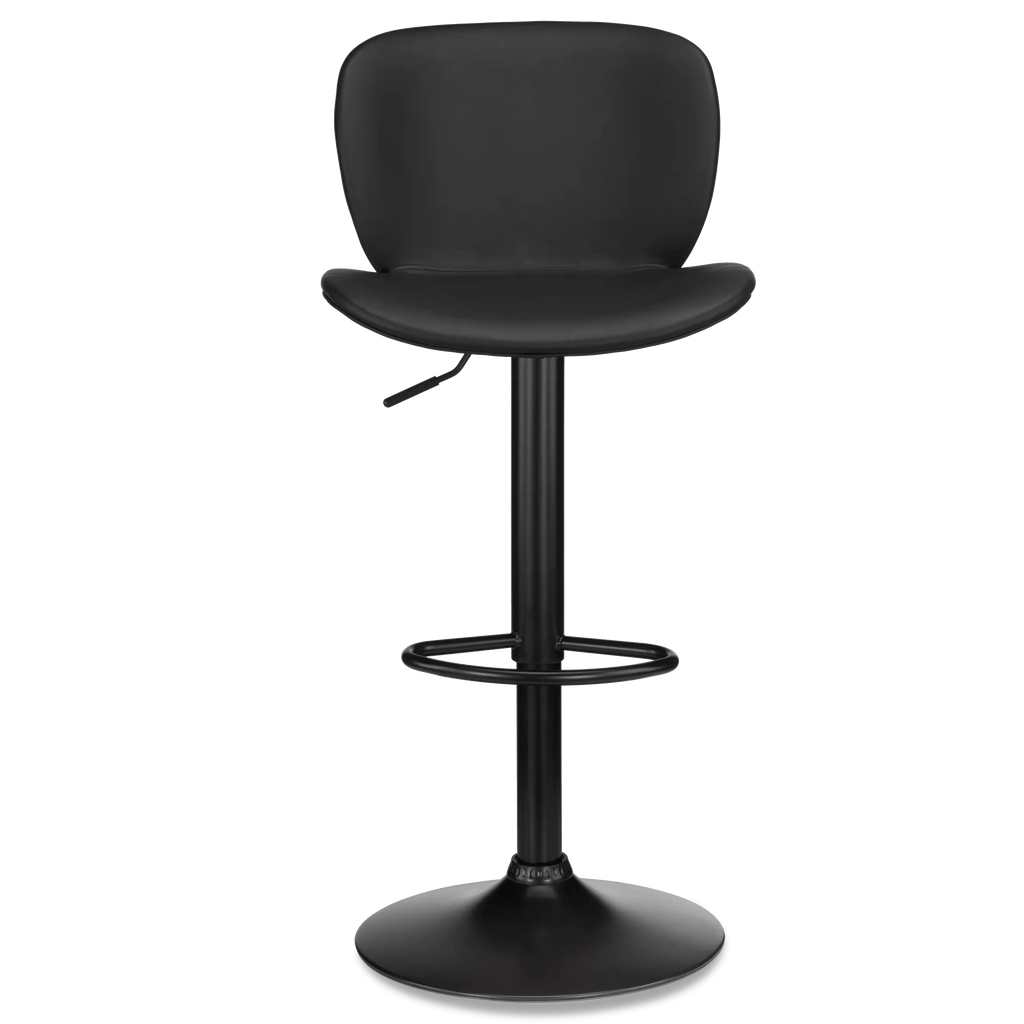 Black Textured Faux Leather & Metal Adjustable Bar Stool