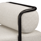 Fabric and Black Metal Bench