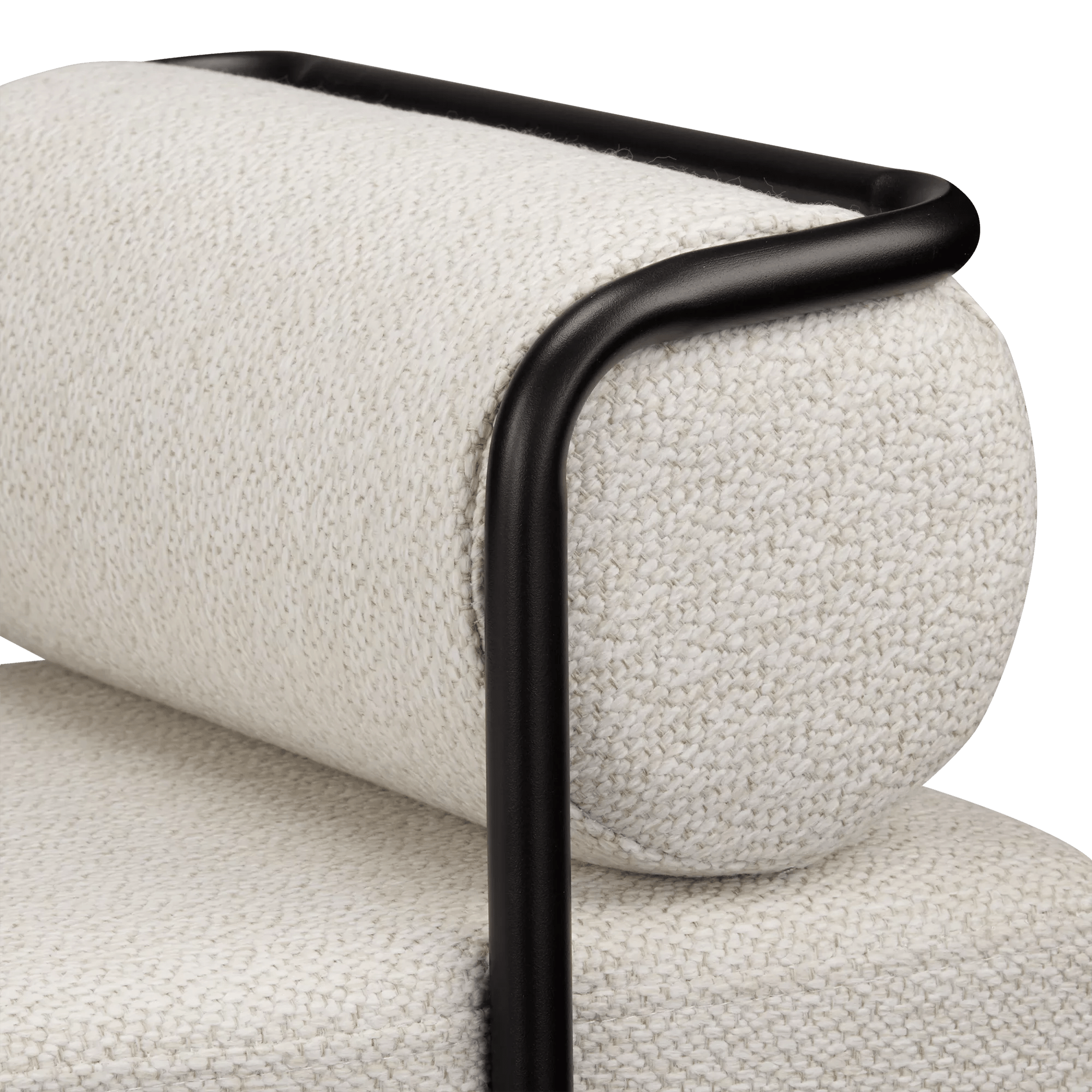 Fabric and Black Metal Bench