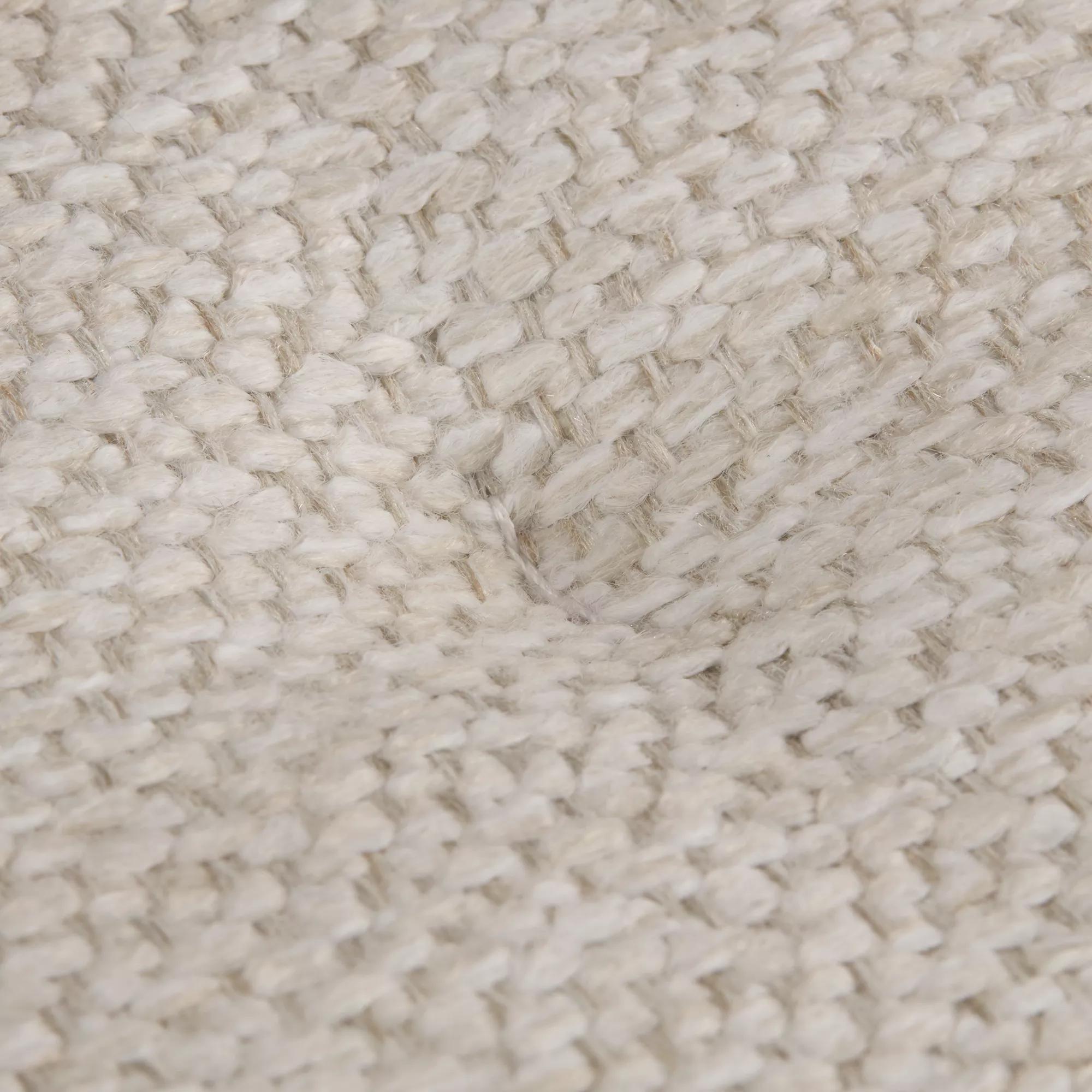 Fabric and Black Metal Bench