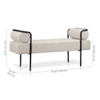 Fabric and Black Metal Bench