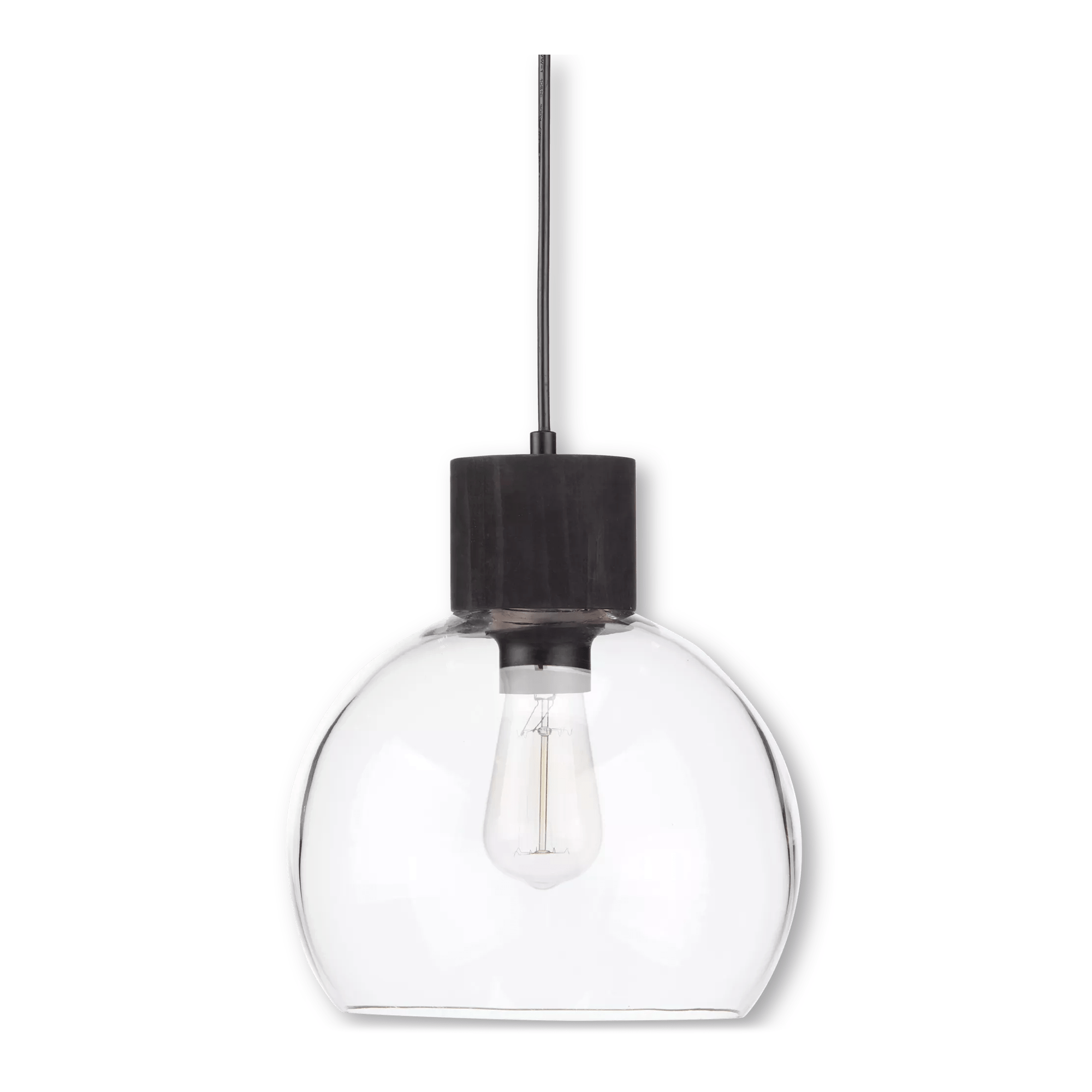 Round Glass and Wood Ceiling Lamp